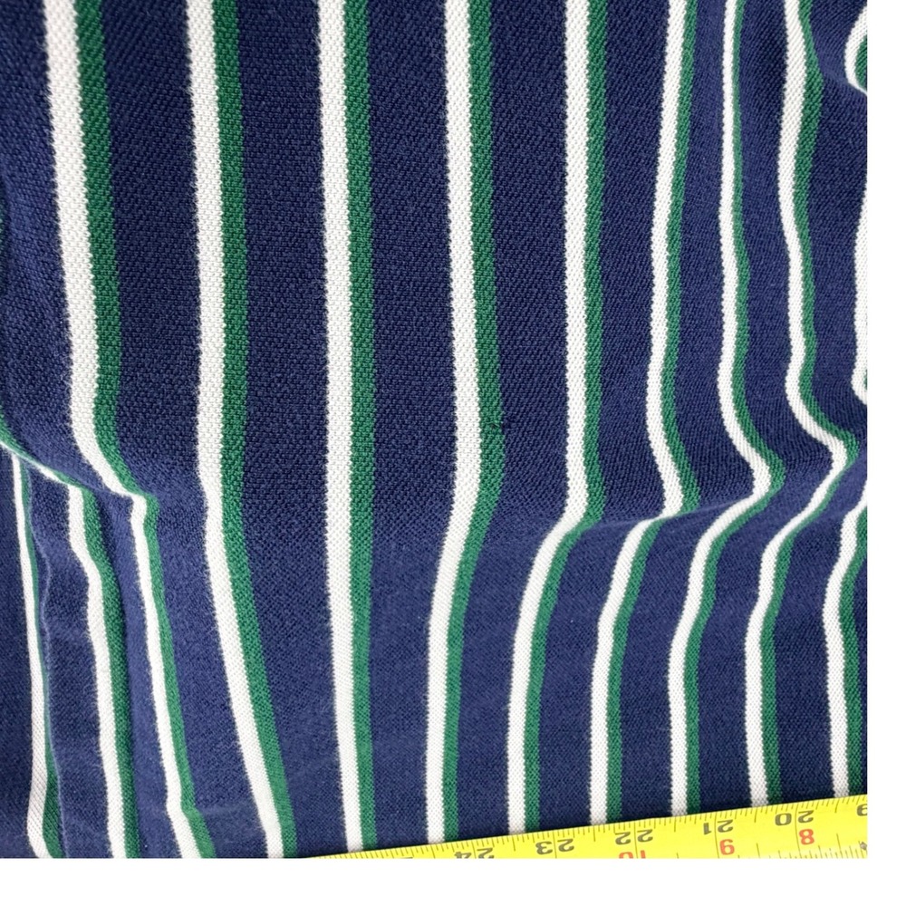 Polo Ralph Lauren Mens XL Striped Polo Shirt Navy Blue Green White Yellow Pony - Picture 4 of 6
